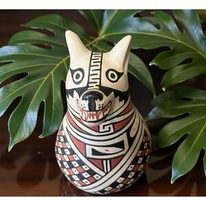 Mata Ortiz Pottery Coyote Effigy Lourdes Villalba Paquime Folk Art Mexican Clay